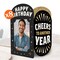 Big Dot of Happiness Happy Birthday Photo Holder Centerpieces, 4x6 Picture Display Box, Black & Gold Table Decoration for Adult Birthday Decor, 8 Ct